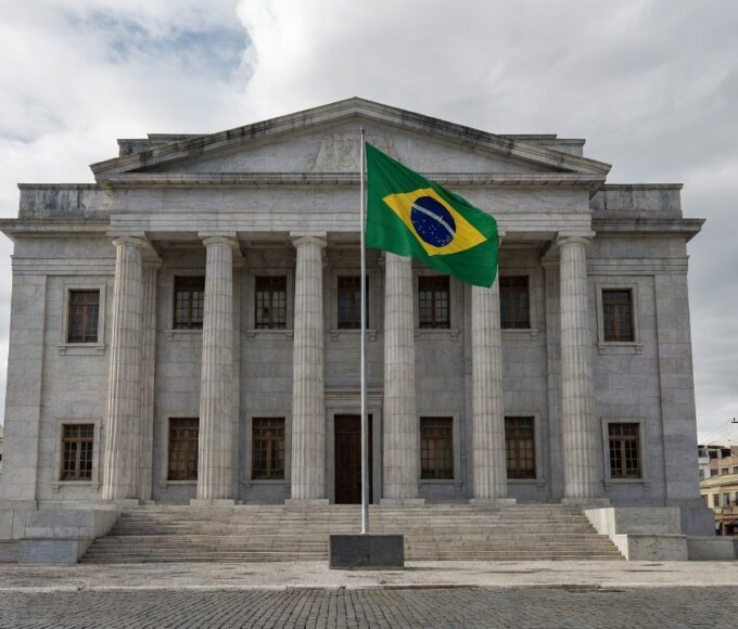 Fachada de tribunal de justiça no Brasil sobre condenação criminal