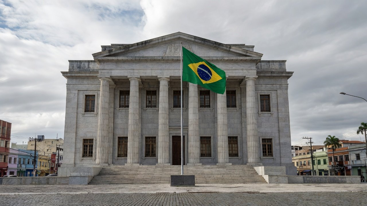 Fachada de tribunal de justiça no Brasil sobre condenação criminal