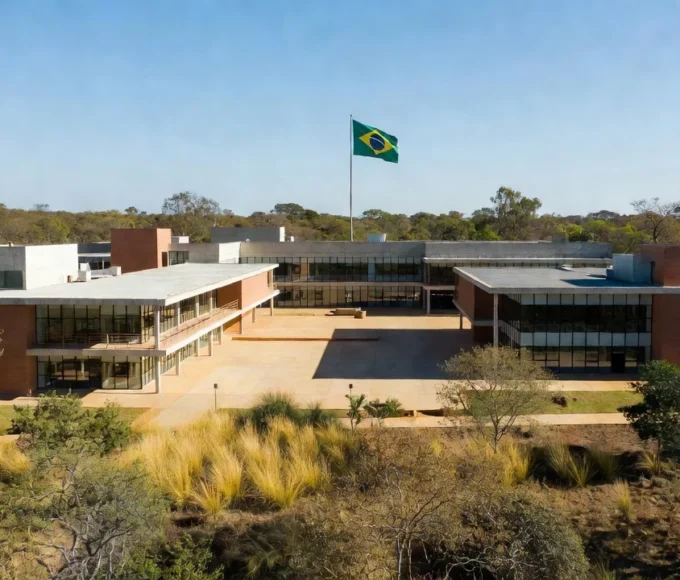 Escola pública moderna no Distrito Federal, simbolizando a Secretaria de Educação