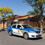 Viatura da Polícia Civil em Samambaia após recaptura de suspeito