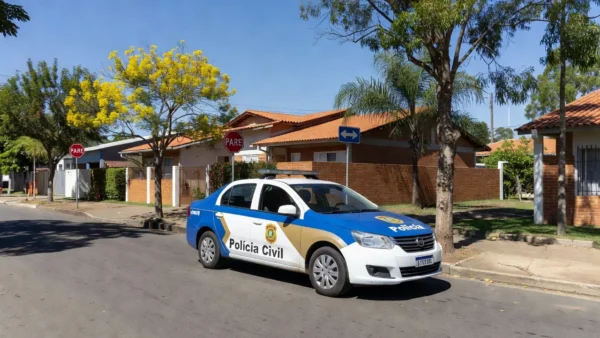 Viatura da Polícia Civil em Samambaia após recaptura de suspeito