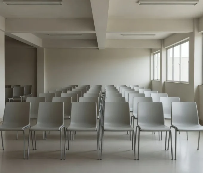 Sala de espera vazia em hospital psiquiátrico do DF representando fila de atendimentos