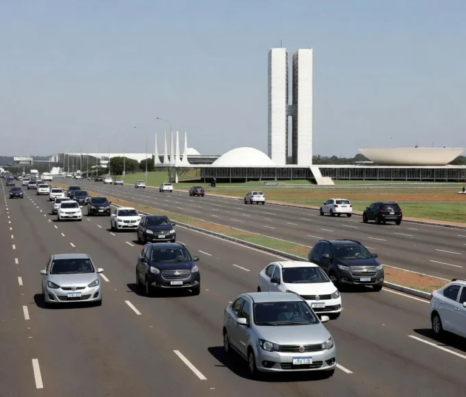 Trânsito no Plano Piloto em Brasília com alterações por eventos