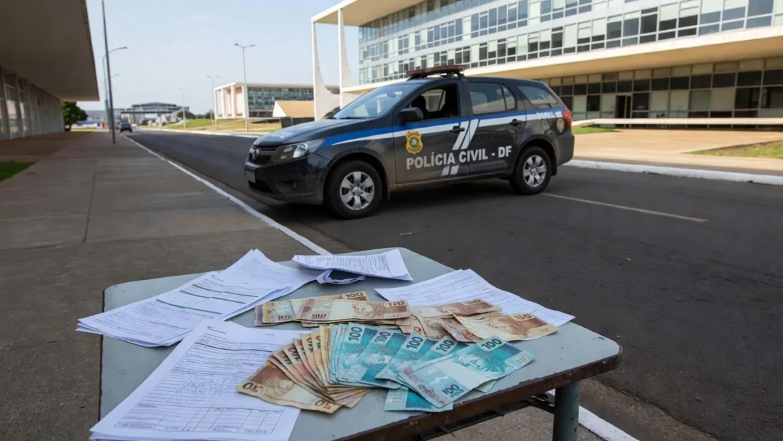 Viatura da Polícia Civil do DF em operação contra agiotagem e lavagem de dinheiro em Brasília