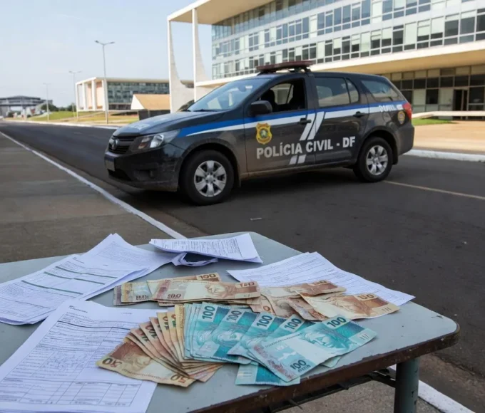 Viatura da Polícia Civil do DF em operação contra agiotagem e lavagem de dinheiro em Brasília