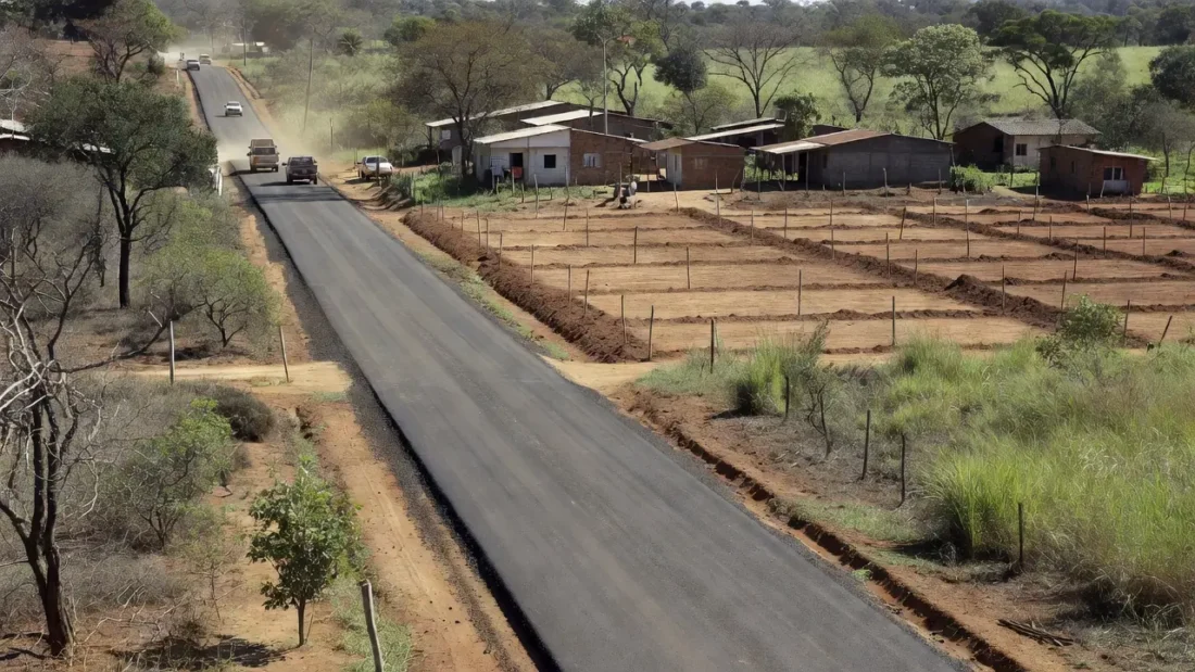 Carreata em estrada asfaltada na Colônia Agrícola 26 de Setembro