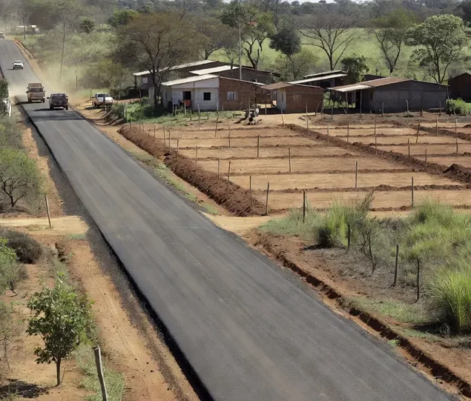 Carreata em estrada asfaltada na Colônia Agrícola 26 de Setembro
