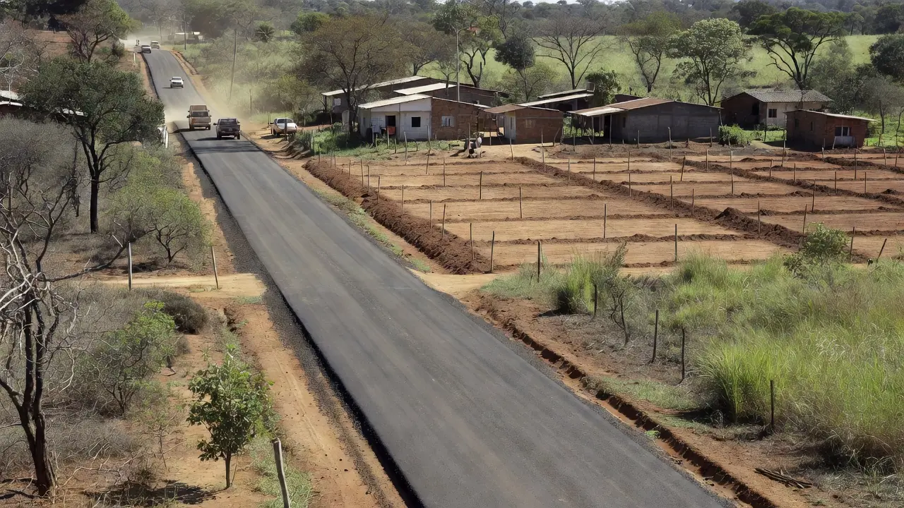 Carreata em estrada asfaltada na Colônia Agrícola 26 de Setembro