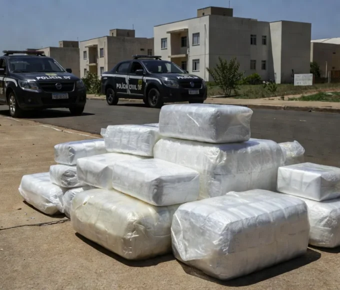 Pacotes de cocaína apreendidos pela Polícia Civil em Recanto das Emas, DF