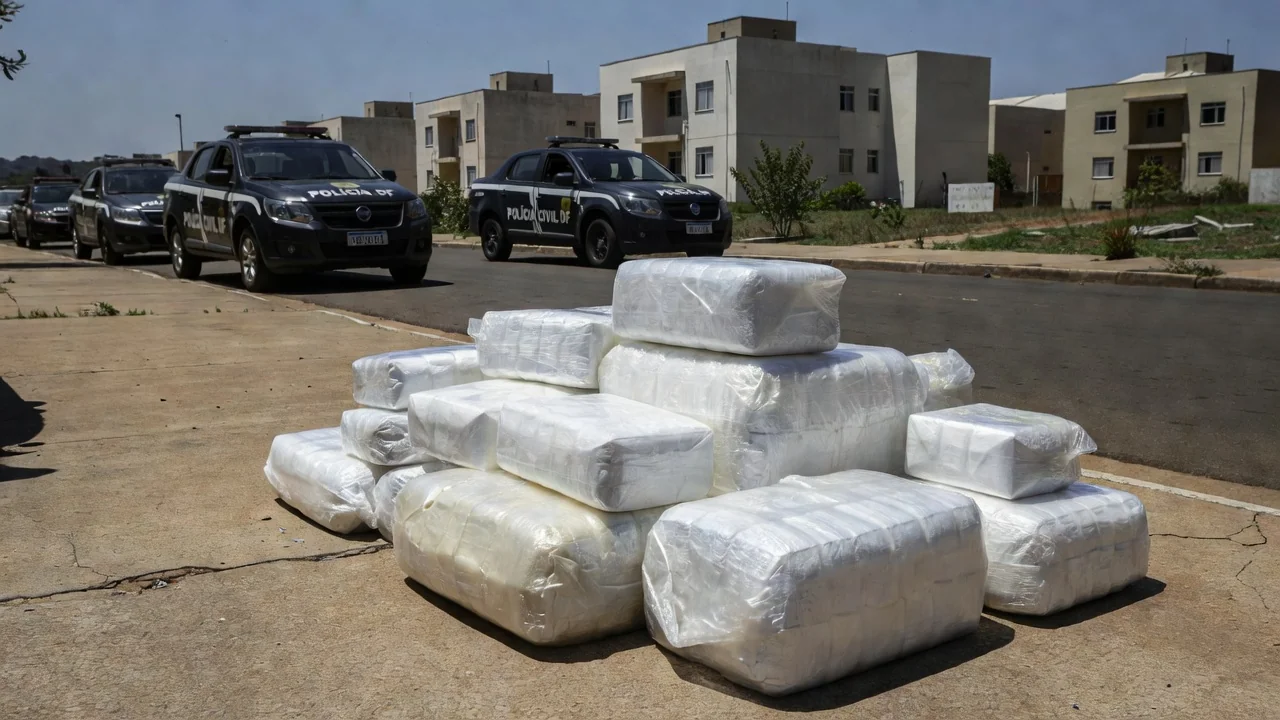 Pacotes de cocaína apreendidos pela Polícia Civil em Recanto das Emas, DF